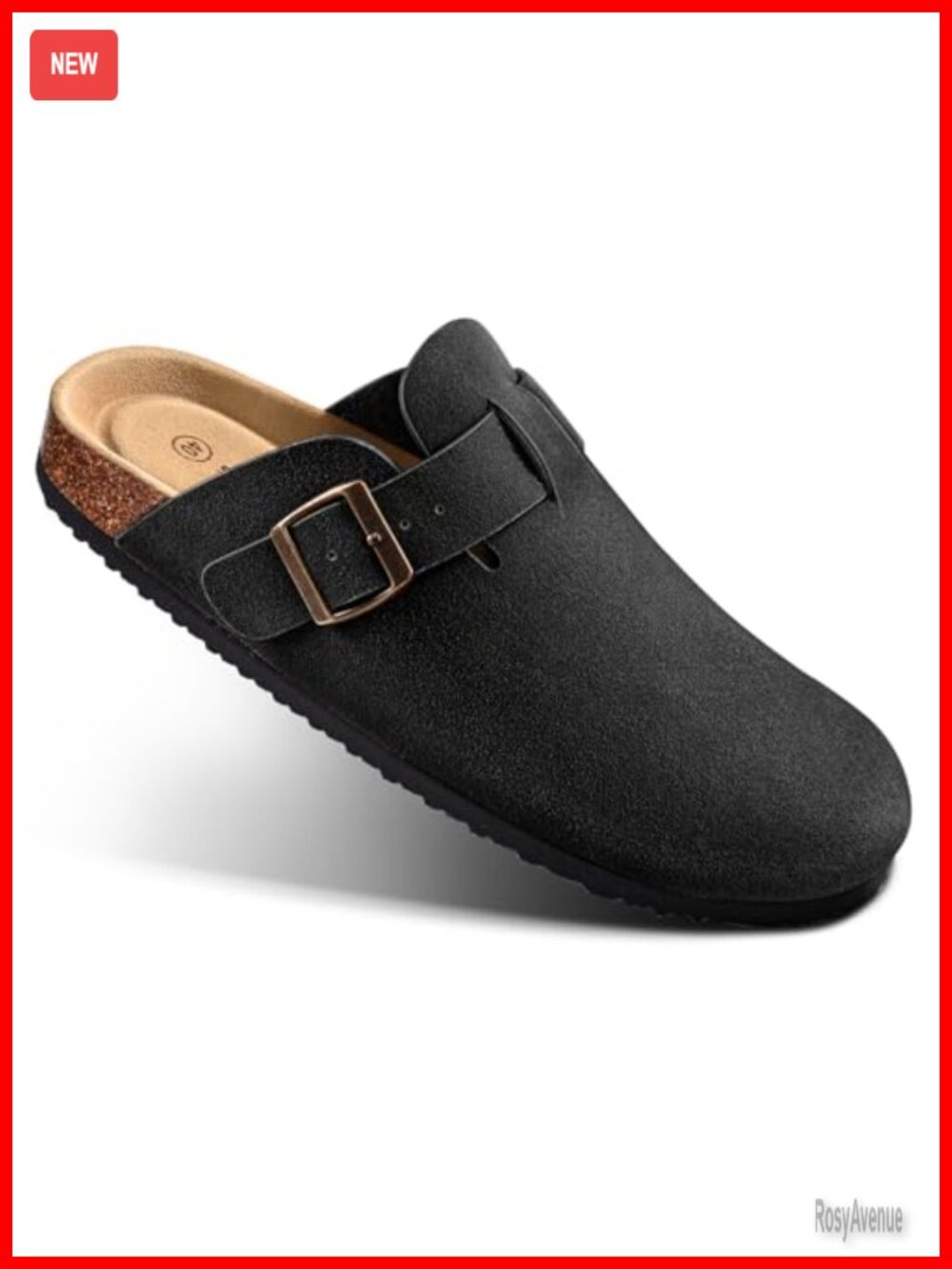 Suede Clogs Memory Foam Cushioned Cork Footbed Soft Lined Slip-On